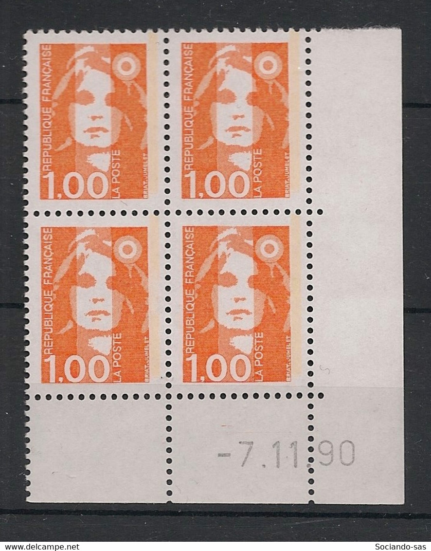 France - 1990 - N°Yv. 2620 - Marianne De Briat 1f Orange - Bloc De 4 Coin Daté - Neuf Luxe ** / MNH / Postfrisch - 1990-1999