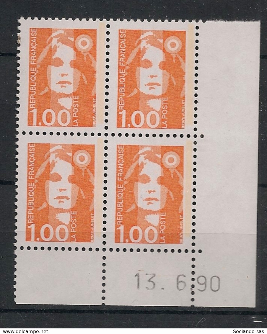 France - 1990 - N°Yv. 2620 - Marianne De Briat 1f Orange - Bloc De 4 Coin Daté - Neuf Luxe ** / MNH / Postfrisch - 1990-1999