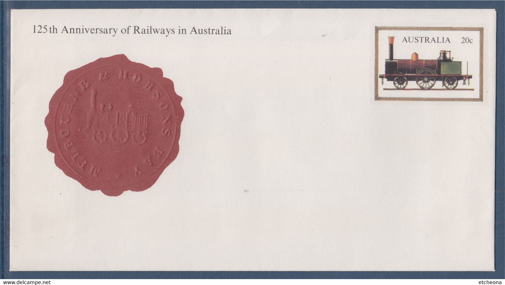 Anniversaire Des Trains En Australie Entier Melbourne & Hobsons-Bay En 1854 - Entiers Postaux