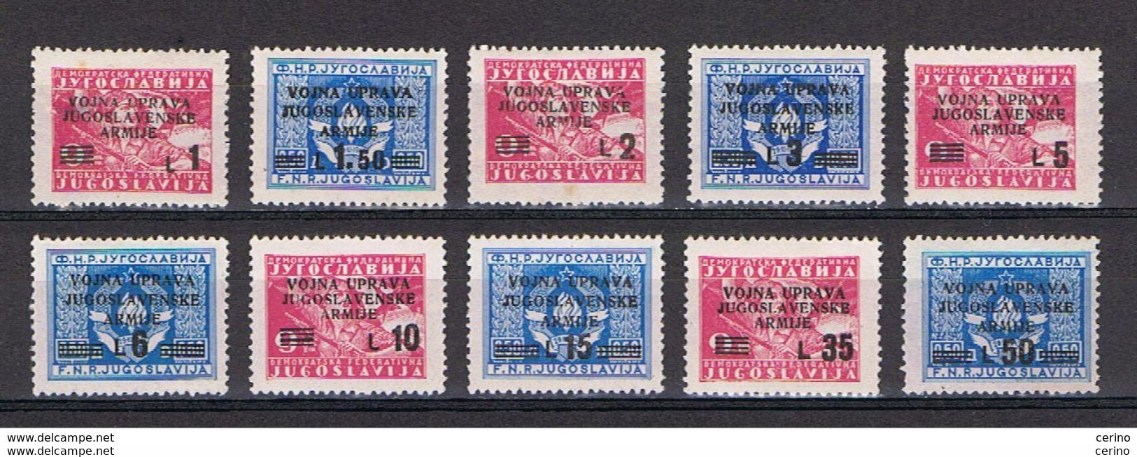 LITORALE  SLOVENO - OCCUP. JUGOSLAVA:  1947  SOPRASTAMPATI  -  S. CPL. 10  VAL. N./TL. -  SASS. 67/76 - Occ. Yougoslave: Littoral Slovène