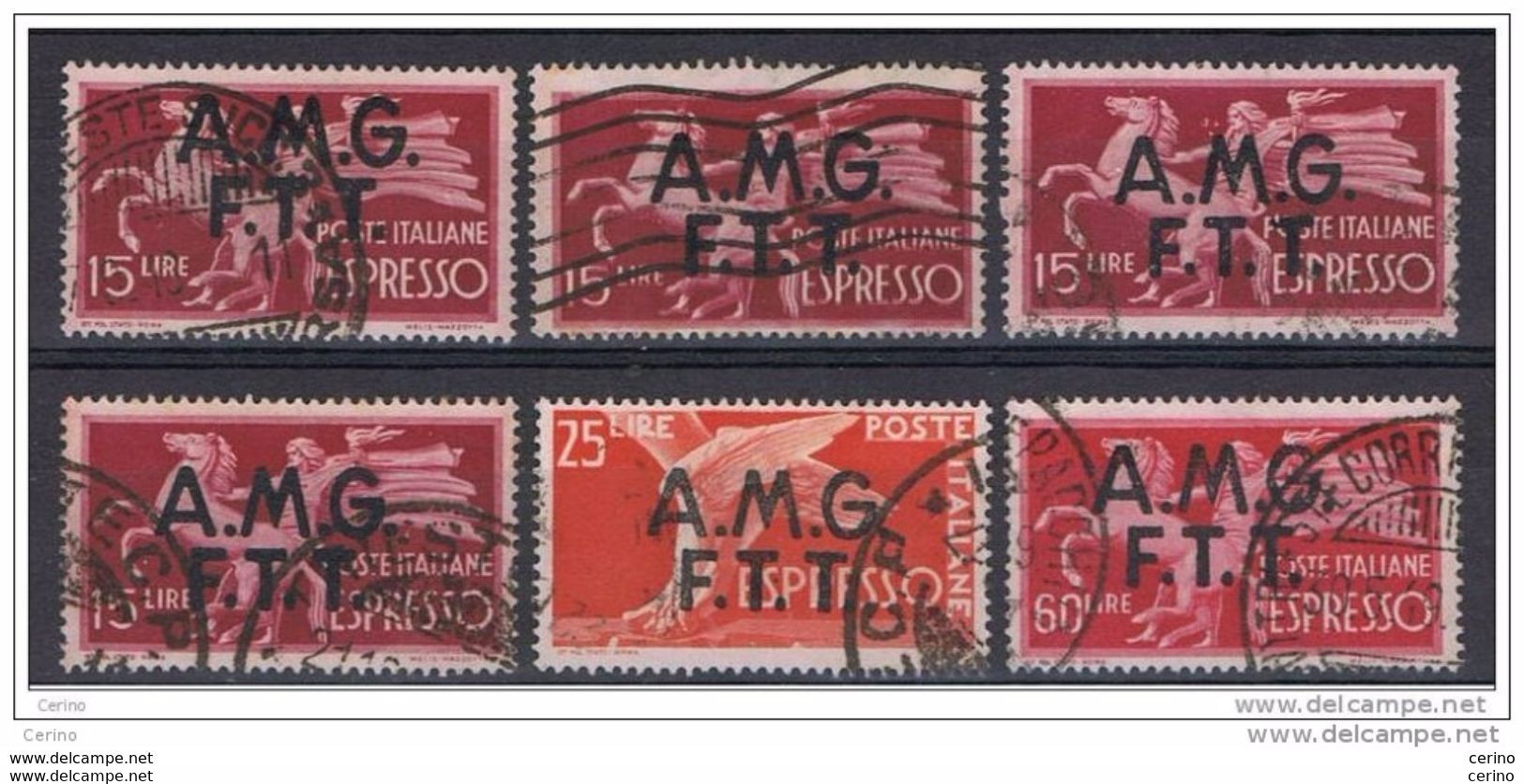 TRIESTE  A:  1947  ESPRESSI  DEMOCRATICA  -  6  VAL. US. -  SASS. 1//4 - Express Mail