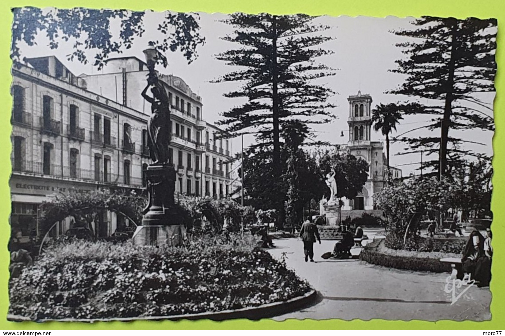 ALGÉRIE - Bône (Annaba) - Square Et Jardin De L'Hôtel De Ville - Voiture - CPA Carte Postale Ancienne - 1958 - Annaba (Bône)