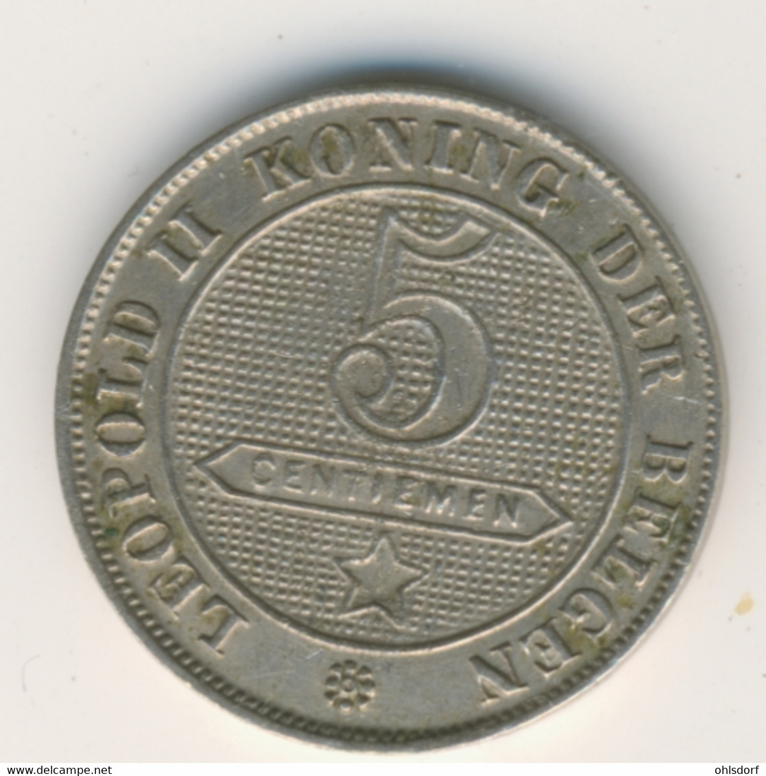 BELGIE 1901: 5 Centimes, KM 44 - 5 Cent