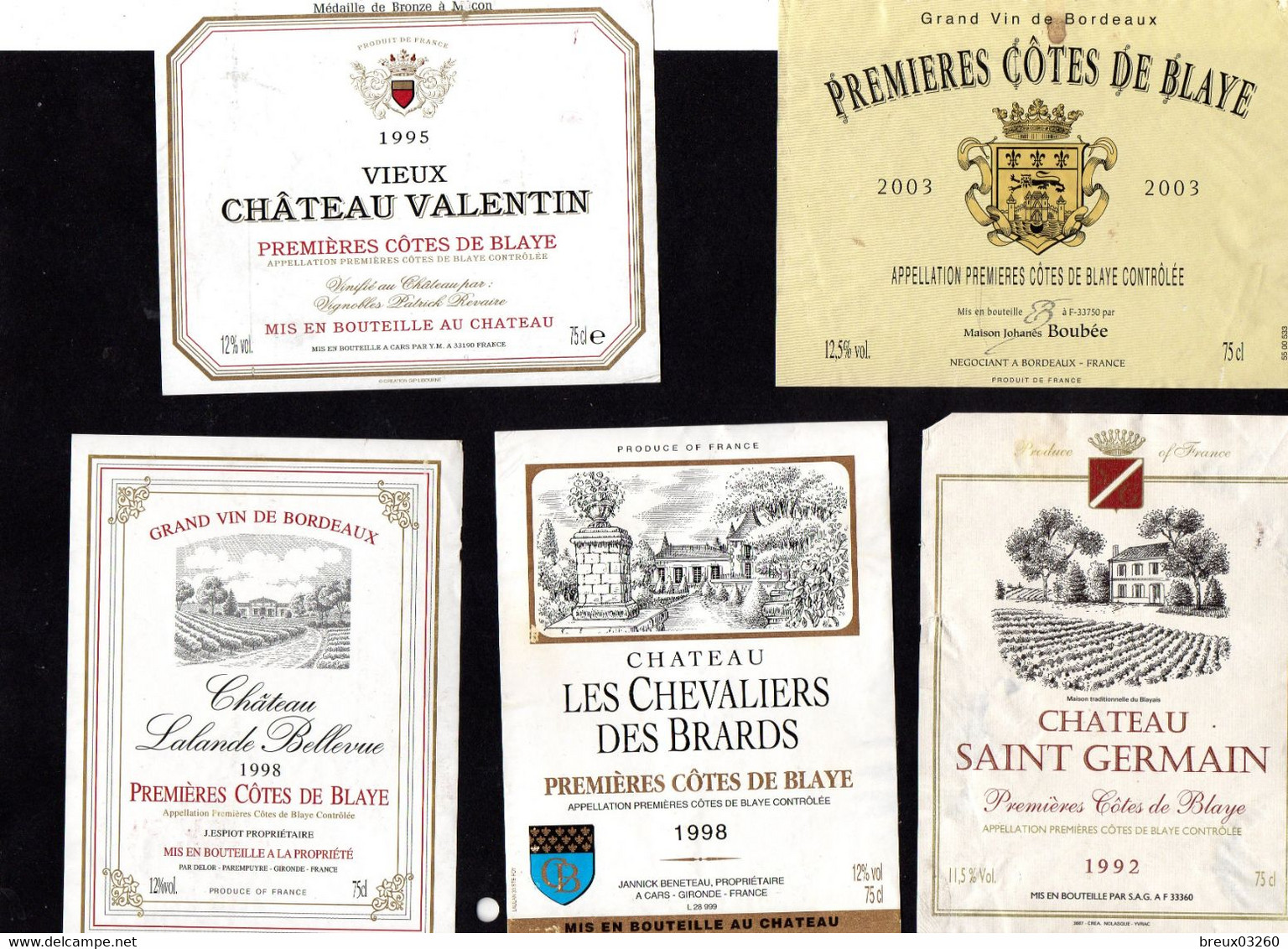 Etiquettes-  " Côtes De BLAYE "- - Bordeaux