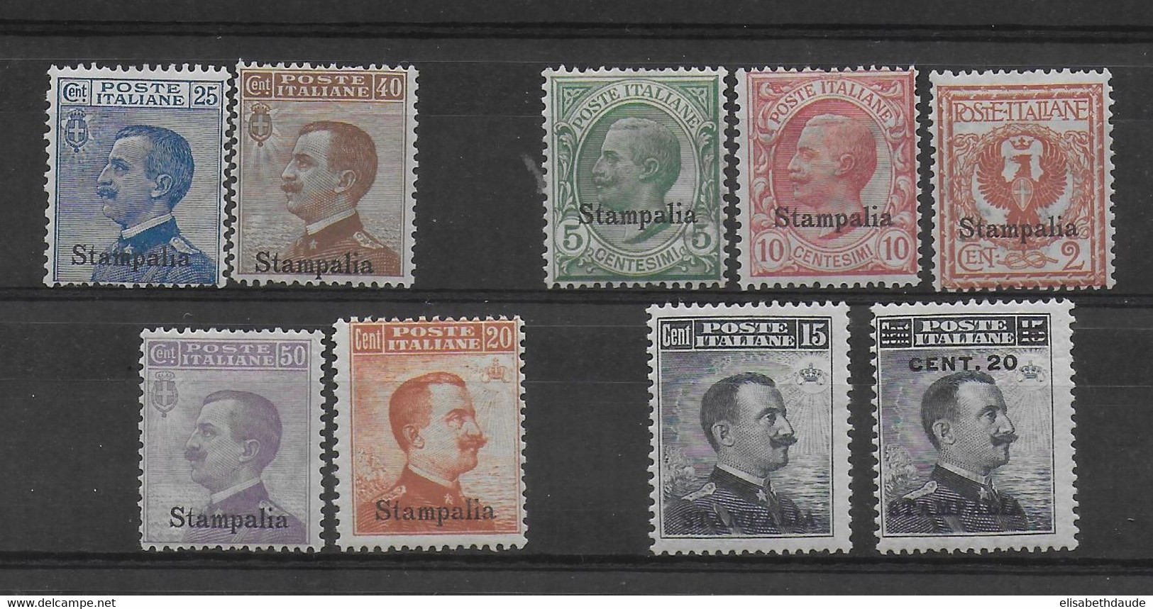 EGEE - STAMPALIA - YT N° 1/9 */MLH - 20c SANS FILIGRANE - COTE = 115 EUR. - Egée (Stampalia)