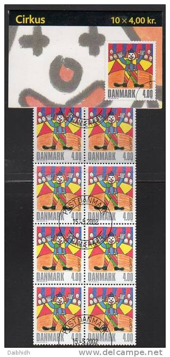 DENMARK 2002 Europa: Circus 40Kr And 50Kr Booklets S122-23 With Cancelled Stamps. Michel 1310MH And MH64, SG SB222-23 - Cuadernillos