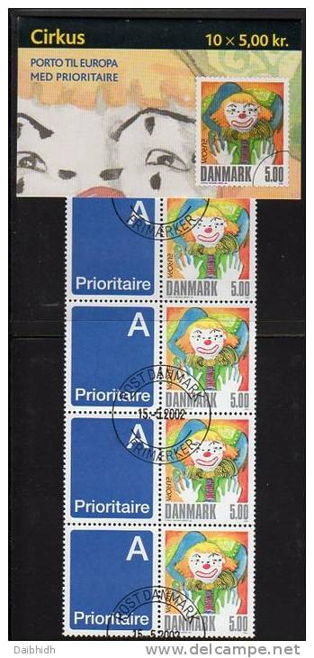 DENMARK 2002 Europa: Circus 40Kr And 50Kr Booklets S122-23 With Cancelled Stamps. Michel 1310MH And MH64, SG SB222-23 - Markenheftchen