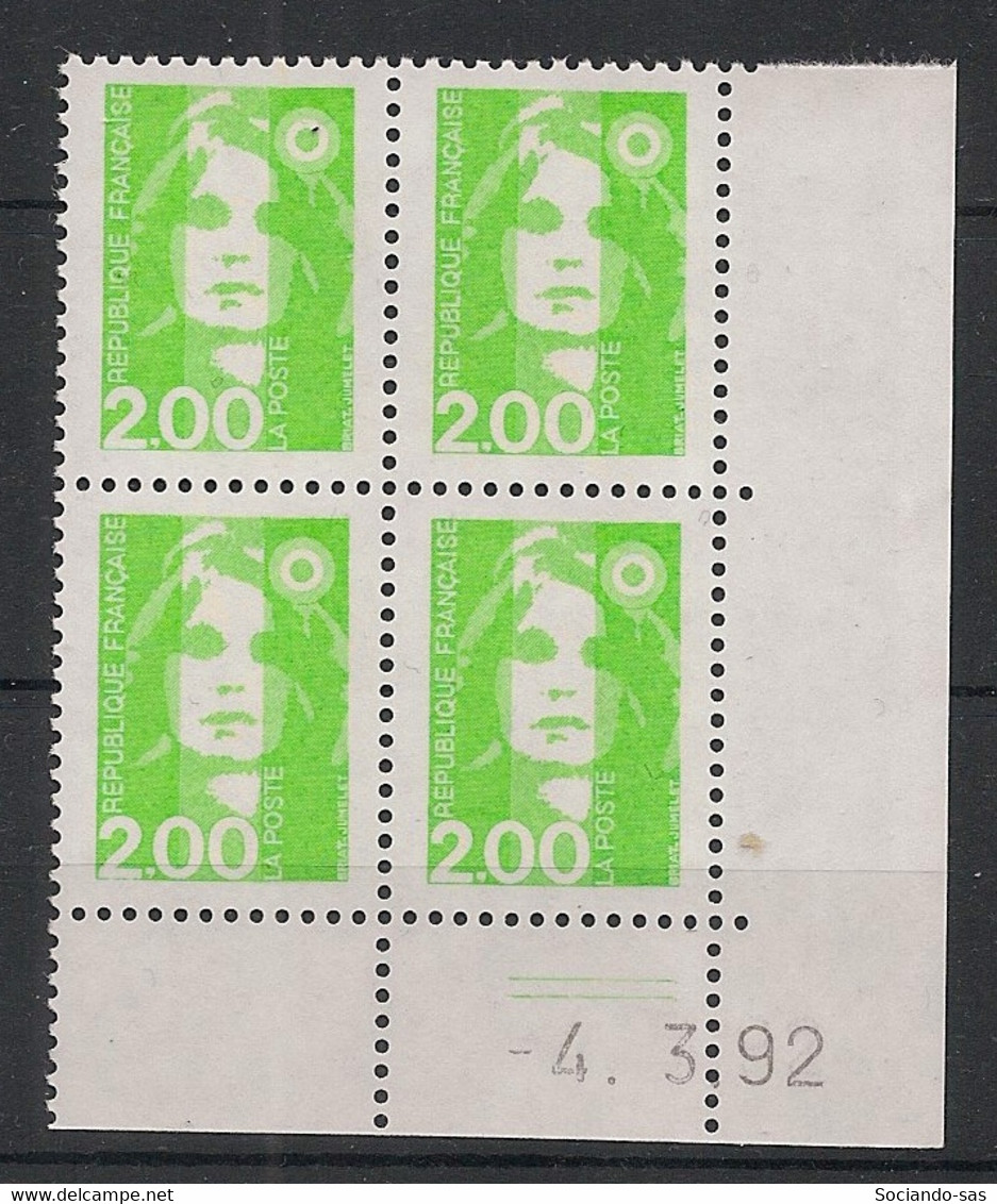 France - 1990 - N°Yv. 2621 - Marianne De Briat 2f Vert Clair - Bloc De 4 Coin Daté - Neuf Luxe ** / MNH / Postfrisch - 1990-1999