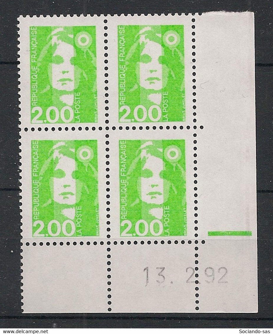 France - 1990 - N°Yv. 2621 - Marianne De Briat 2f Vert Clair - Bloc De 4 Coin Daté - Neuf Luxe ** / MNH / Postfrisch - 1990-1999