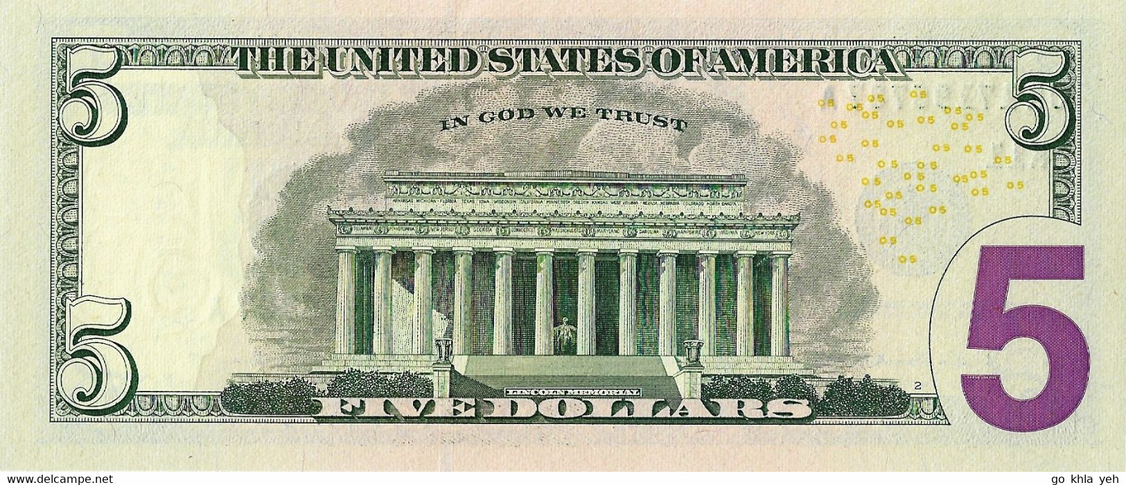 ETATS-UNIS 2009 5 Dollar - P.531-K  Neuf UNC - Federal Reserve Notes (1928-...)