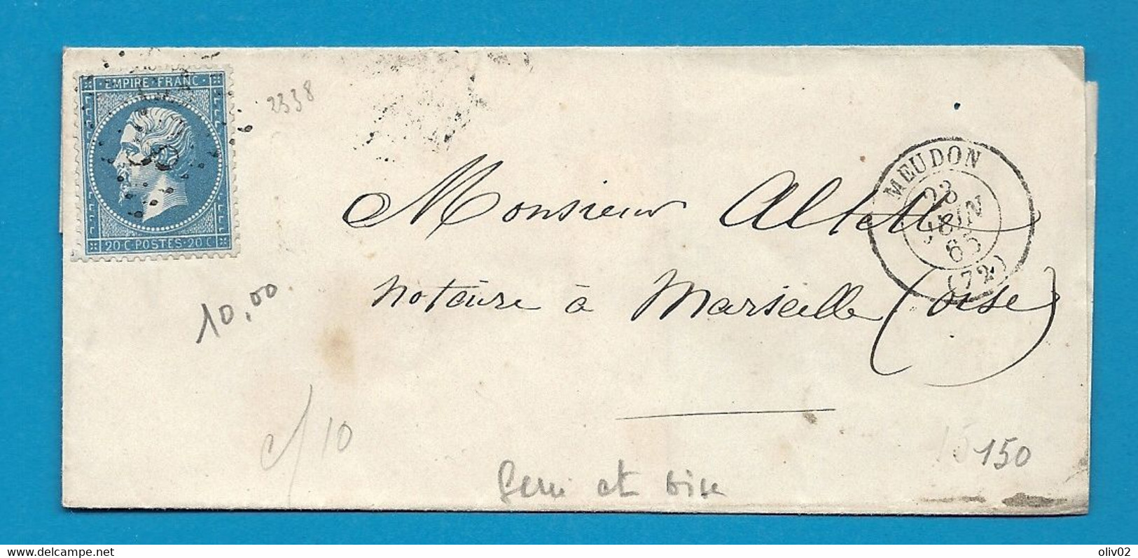 SEINE ET OISE - MEUDON. GC 2338 + CàD Type 15 - 1849-1876: Periodo Classico