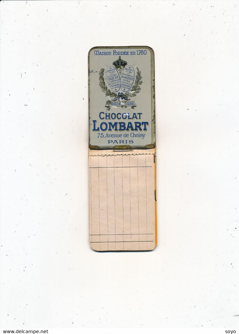 Carnet Calendrier 1913 En Metal Gaufrée Chocolat Lombart Signée Geo . Millesime. Au Fidèle Berger . Complet - Chocolat