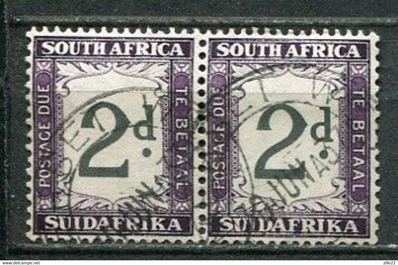 Union Of South Africa Postage Due, Südafrika Portomarken Mi# 25 Gestempelt/used - Pair - Timbres-taxe