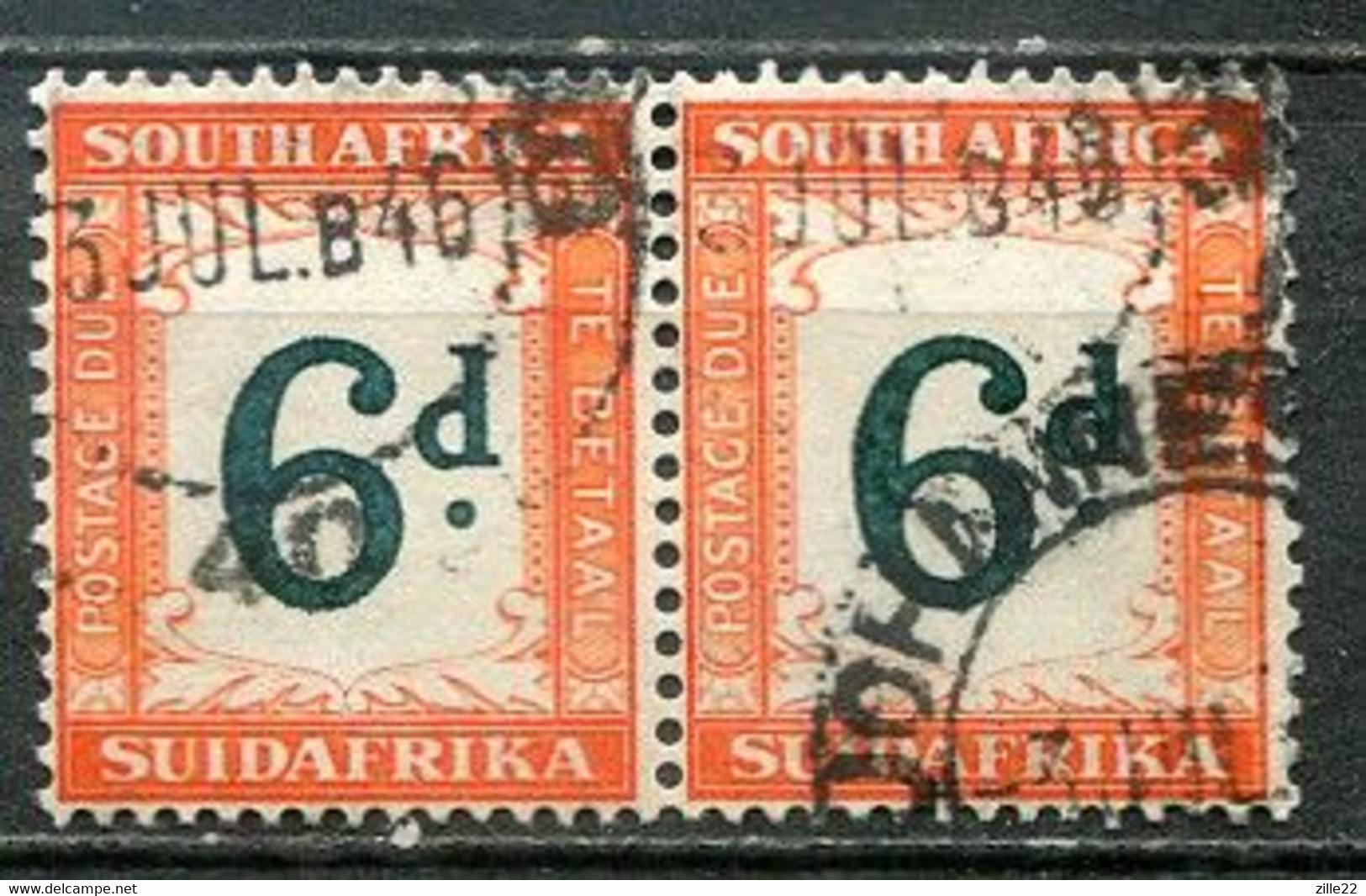 Union Of South Africa Postage Due, Südafrika Portomarken Mi# 29 Gestempelt/used - Pair - Impuestos