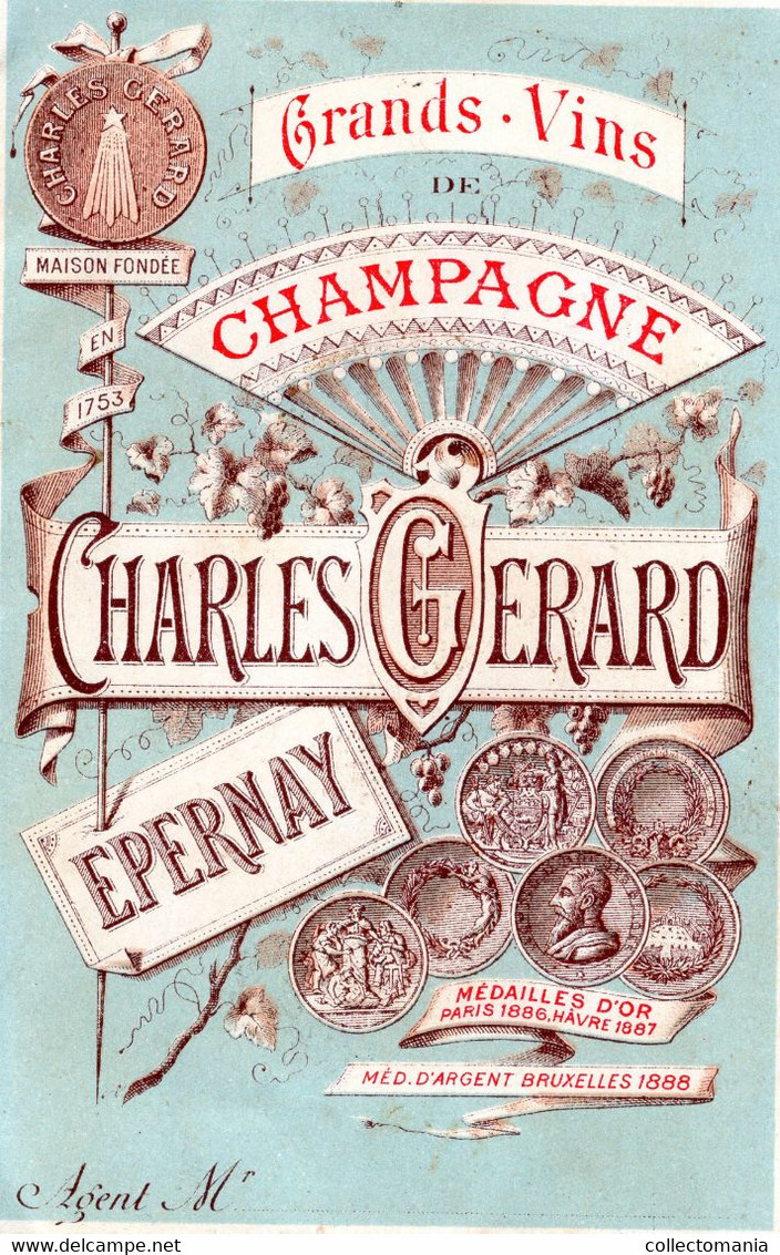 1 Carte Pliante CHAMPAGNE Charles Gerard Epernay Avec Tarif - Champagne & Spumanti