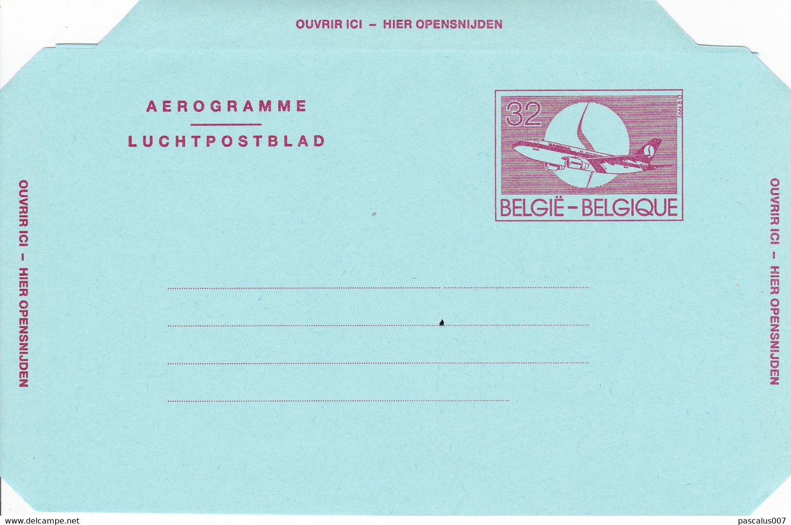 B01-251 Entier Postal - Aérogramme N°24 I FN - Sabena Avion Airbus Devant Un Cercle S - 32 F De 1993 - Aerogrammi
