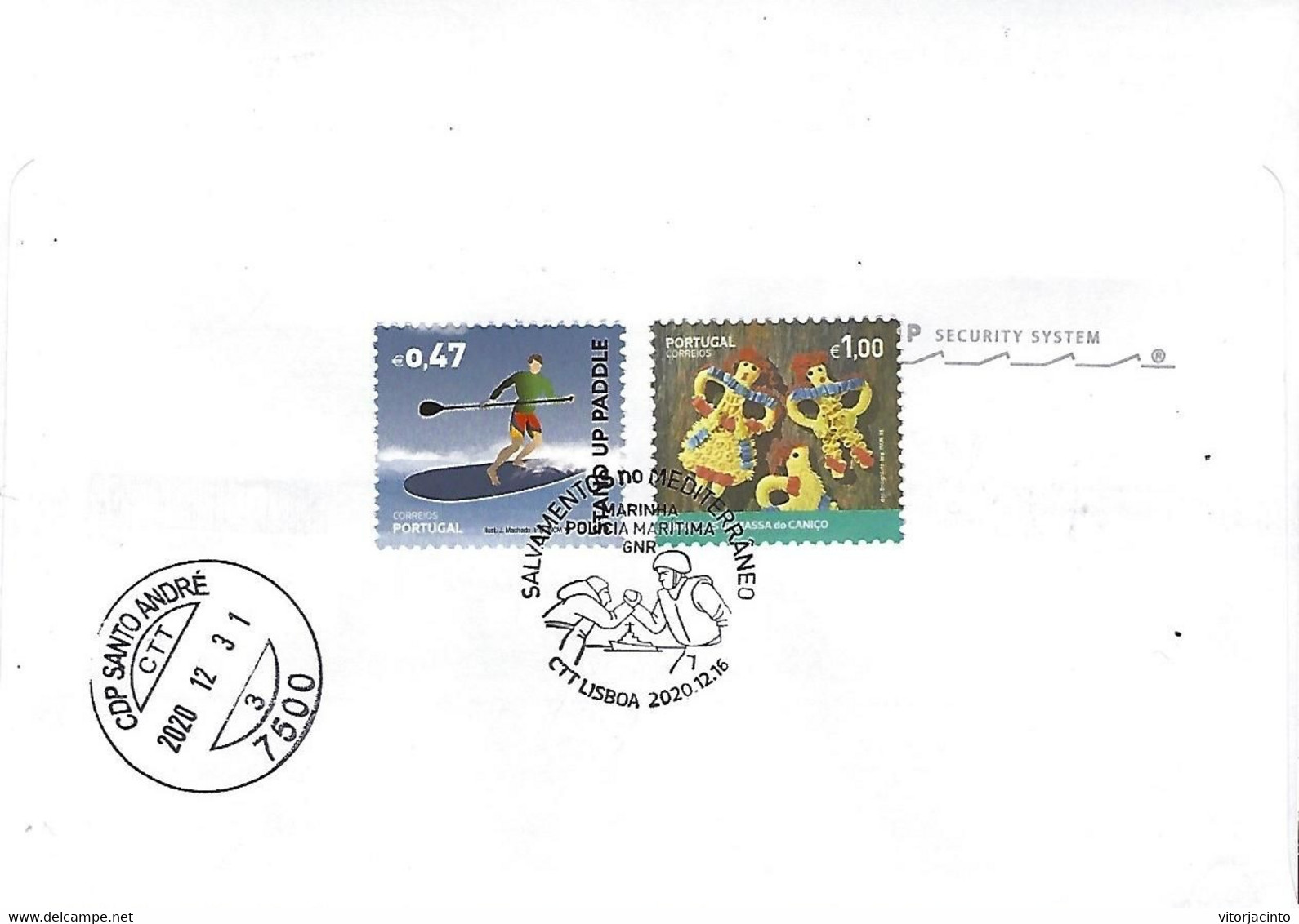 PORTUGAL - Label And Commemorative Postmark - Portuguese Maritime Police (GNR) - Mediterranean Rescues - Militaria