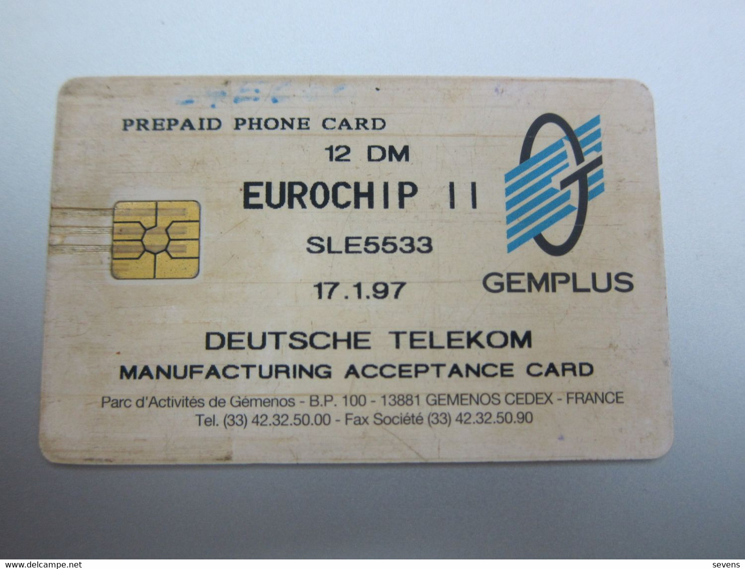 Gemplus Deutsche Telekom Manufacturing Acceptance Card, 12DM Facevalue, Eurochip II SLE5533 Chip, Used With Scratch - T-Reeksen : Tests