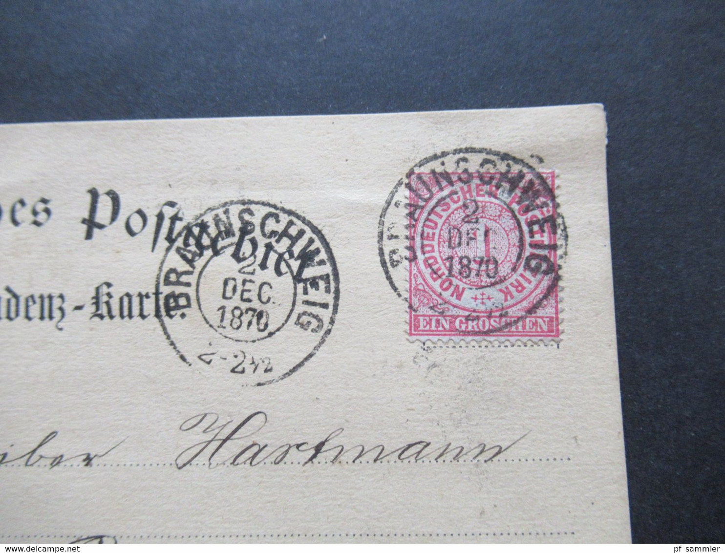 AD NDP 2.12.1870 Michel Nr. 16 EF Correspondenz Karte Nordeutsches Postgebiet Stempel K2 Braunschweig Nach Vienenburg - Briefe U. Dokumente