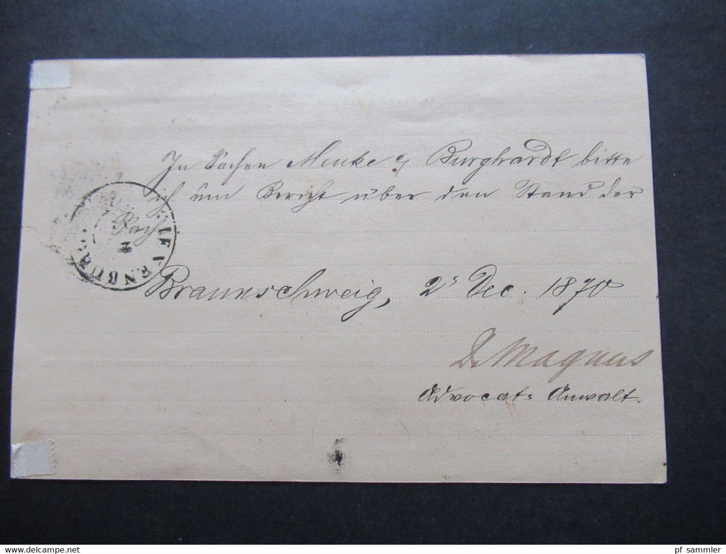 AD NDP 2.12.1870 Michel Nr. 16 EF Correspondenz Karte Nordeutsches Postgebiet Stempel K2 Braunschweig Nach Vienenburg - Briefe U. Dokumente