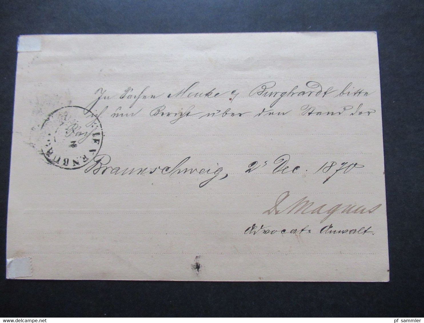 AD NDP 2.12.1870 Michel Nr. 16 EF Correspondenz Karte Nordeutsches Postgebiet Stempel K2 Braunschweig Nach Vienenburg - Lettres & Documents