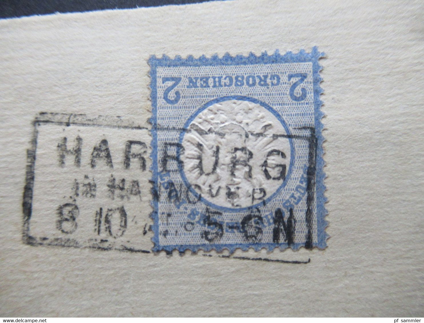 DR Großer Brustschild Nr. 20 Auf Großem Briefstück Mit Stempel Ra3 Harburg In Hannover Nach Bremervörde.Nachverwendung - Covers & Documents