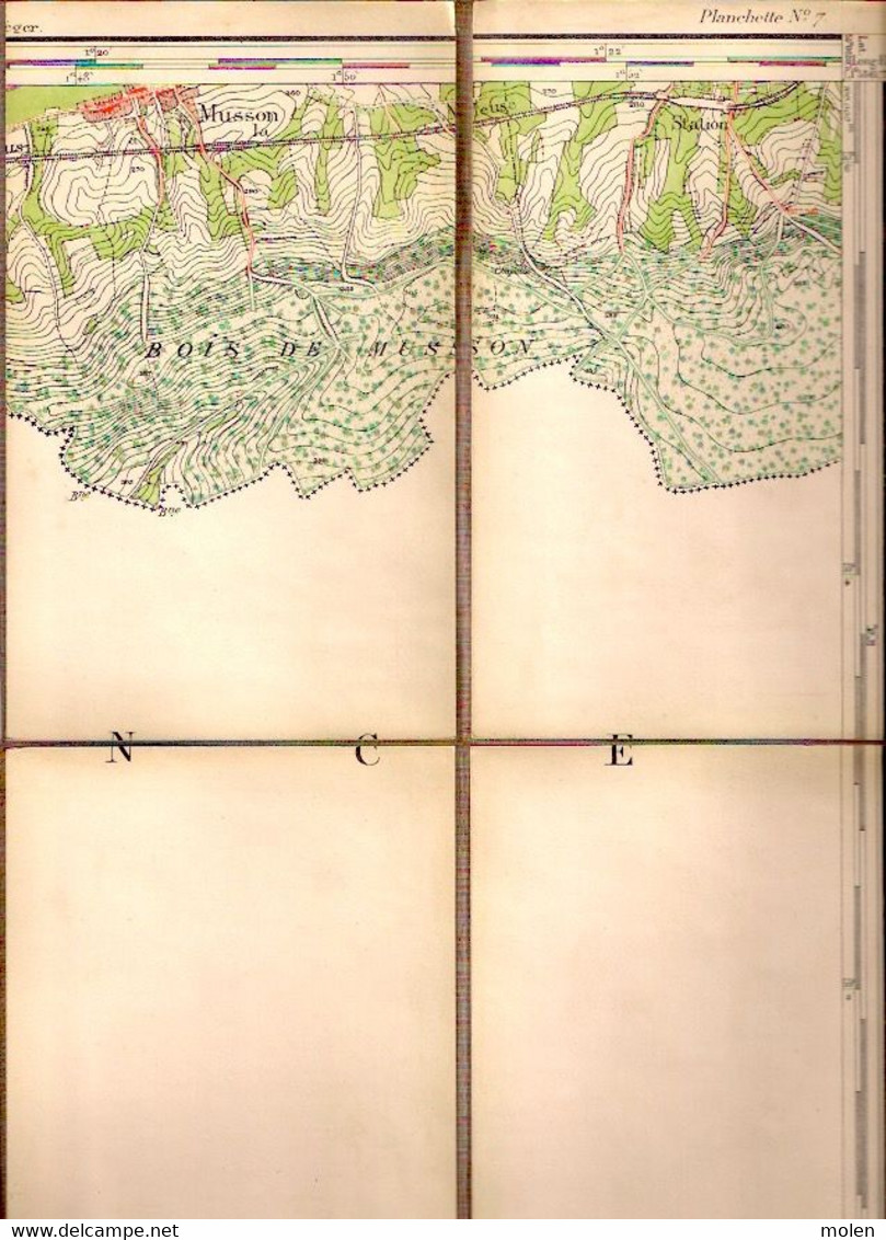 Situation 1869 MUSSON Trés Ancienne CARTE D ETAT MAJOR Militaire 71/7 Entoilée HALANZY BARANZY SIGNEULX Stafkaart S865 - Musson