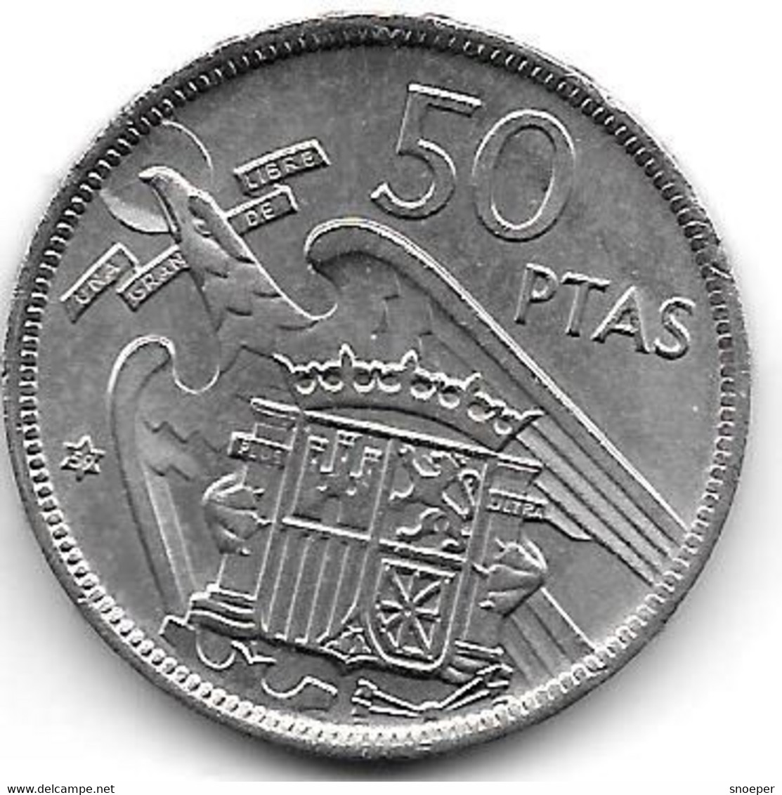 Spain  50 Pesetas  1957 ( 59)    Km 788    Xf+/ms60 - 50 Pesetas