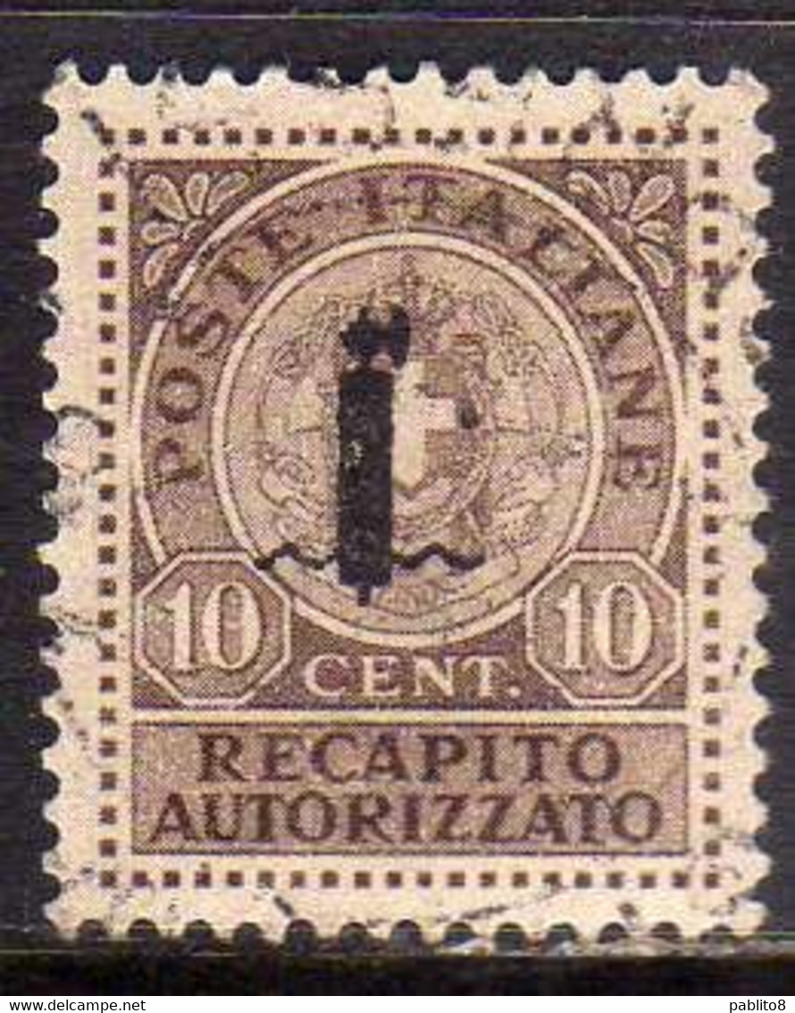 ITALIA REGNO ITALY KINGDOM 1944 REPUBBLICA SOCIALE ITALIANA RSI RECAPITO AUTORIZZATO CENT. 10c USATO USED OBLITERE' - Fiscaux