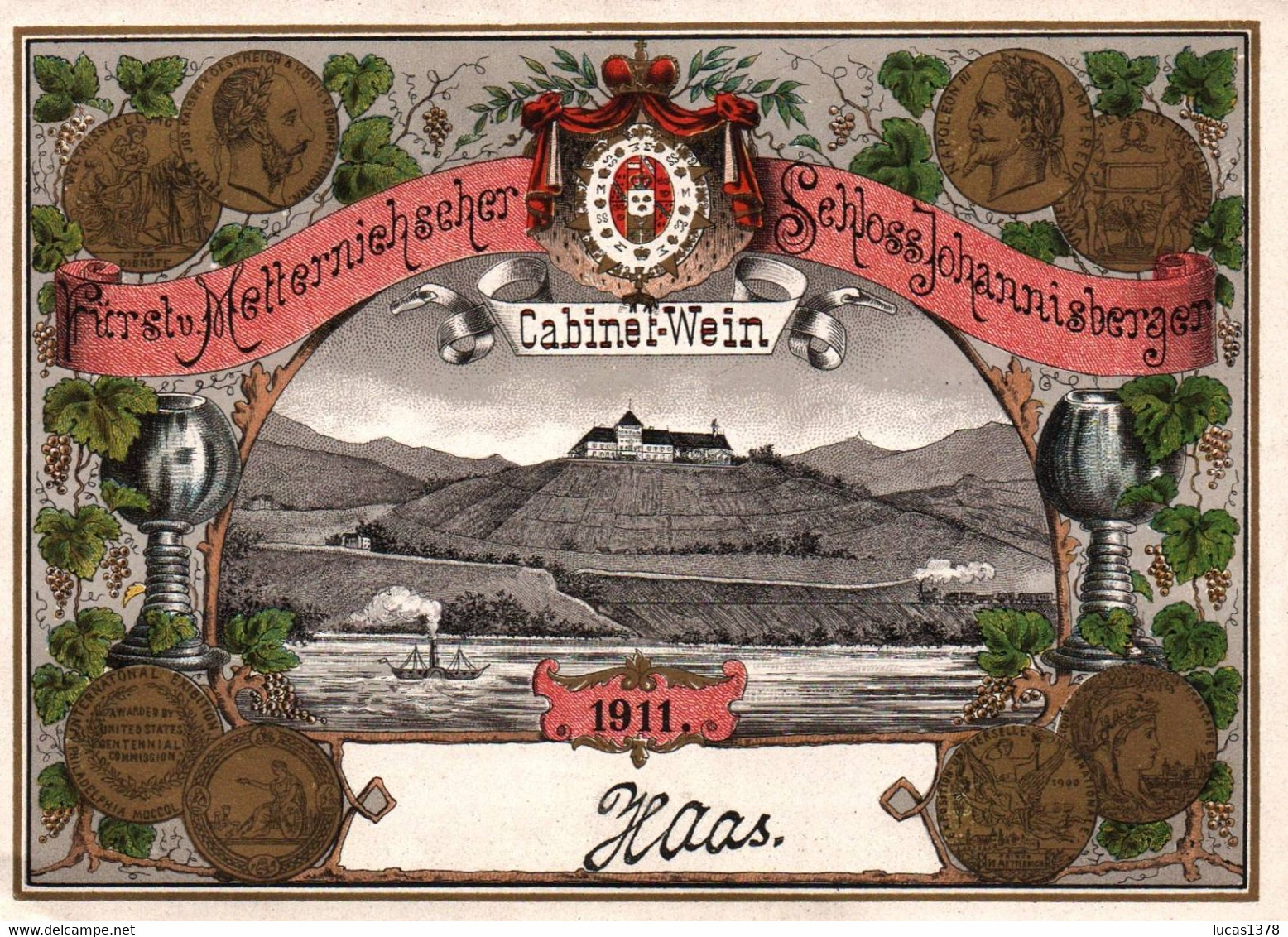 RARE / 1911 / ALLEMAGNE /  Furstu Metternischer / Schloss Johannisberger / CABINET WEIN 1911 - Riesling