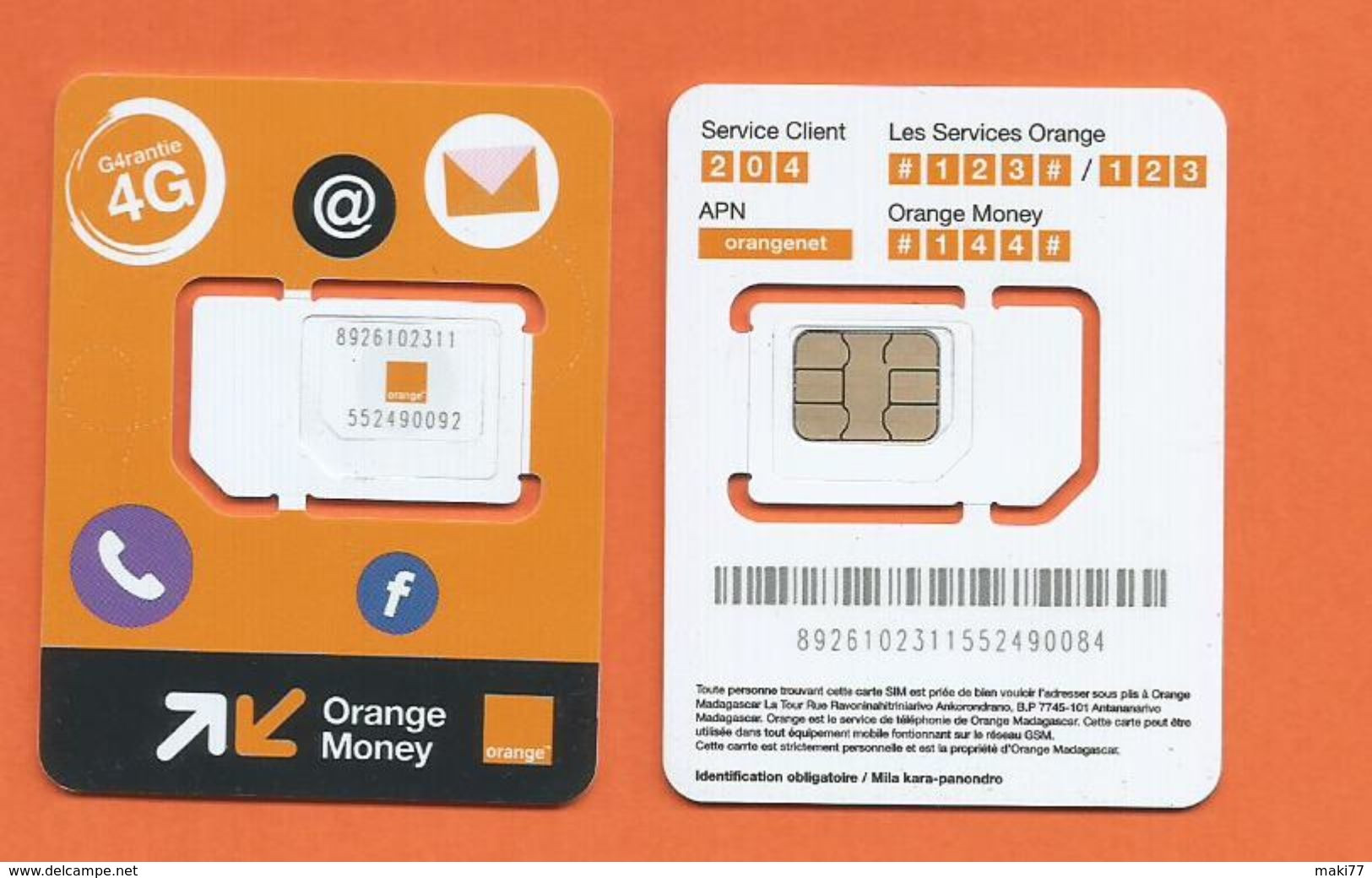 Madagascar Malagasy Carte SIM NEUVE ORANGE  MONEY  /  NEW SIM Card ORANGE MONEY  MADAGASCAR - Madagaskar