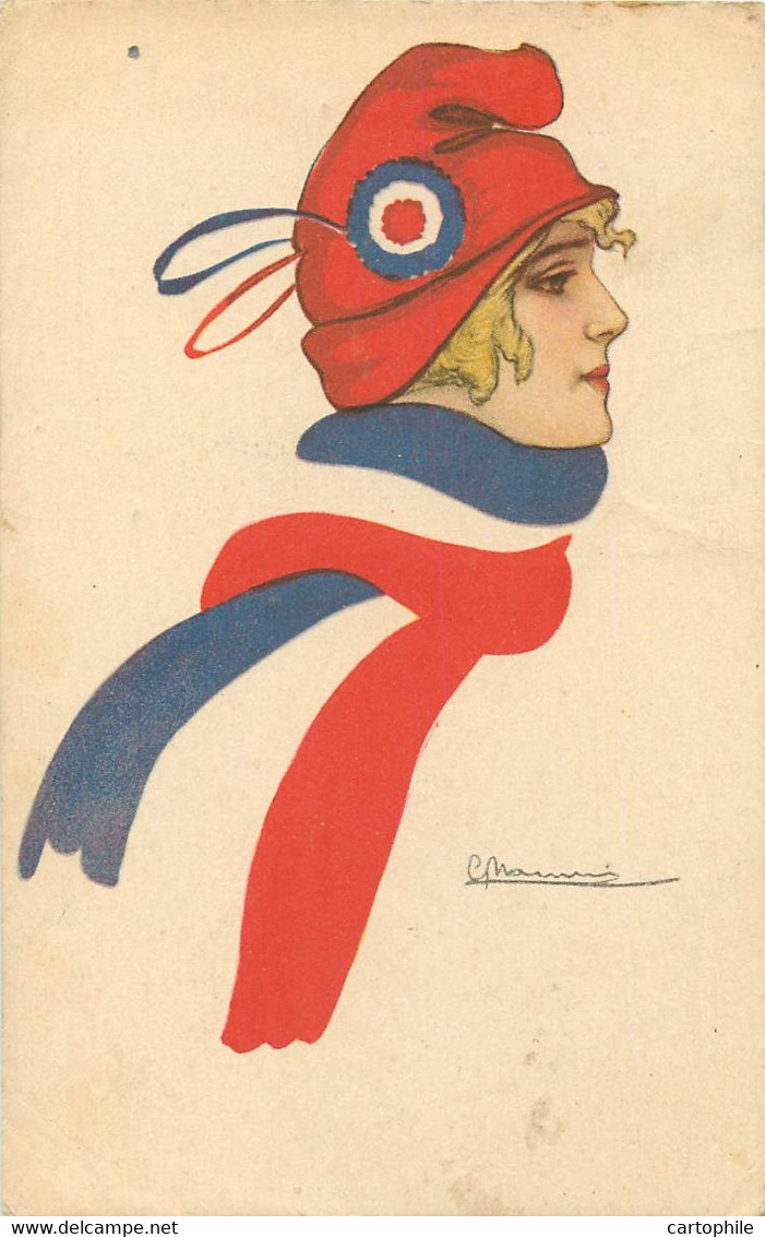 Illustrateur NANNI - Carte Patriotique 1917 - Femme Enveloppé Dans Une écharpe De France - Theme Europe - Nanni