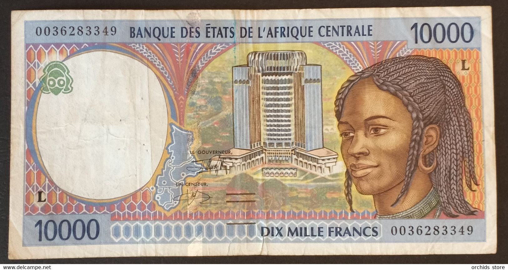 AC2020 - Central African Republic 2000 Banknote 10000 Francs L - Gabon - Gabun