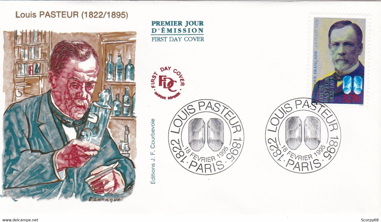 FDC 18/02/1995: Louis PASTEUR (1822-1895) - Cachet PARIS - 1990-1999