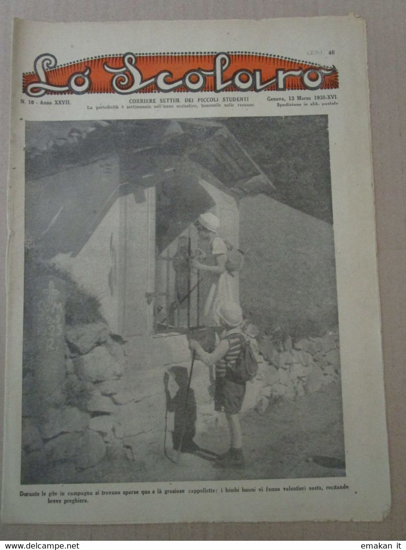 # LO SCOLARO N 10 / 1938 CORRIERE DEI PICCOLI STUDENTI - Erstauflagen