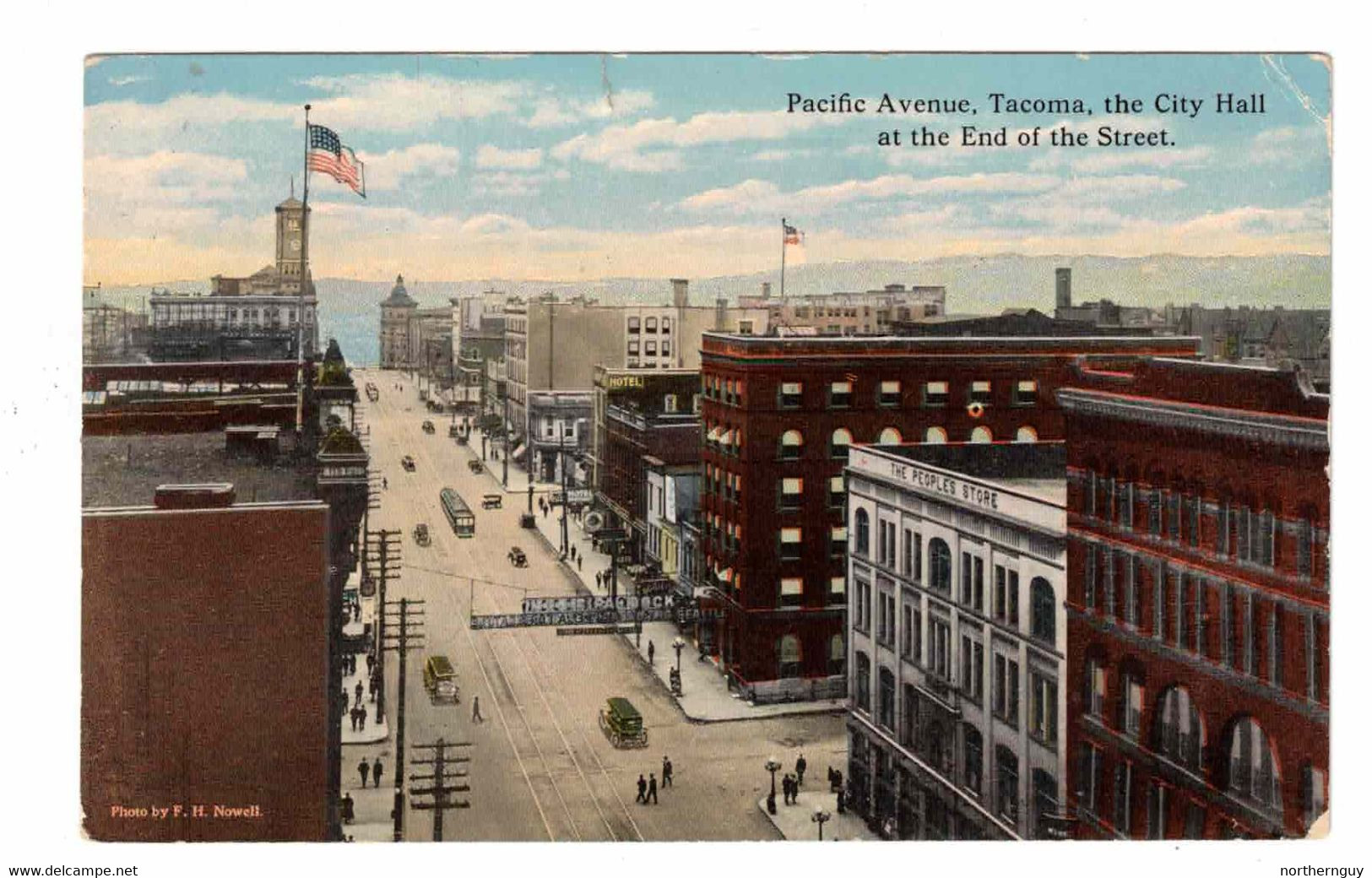 TACOMA, Washington, USA, BEV Of Pacific Avenue, Stores, Hotels, Cars, Trolley, 1922 Postcard - Tacoma