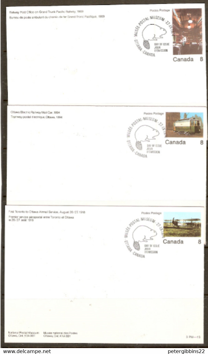 Canada  1974  Postal Museum Ottowa, Three Unaddressed Cards With F.D. Issue - Cartes Illustrées Officielles