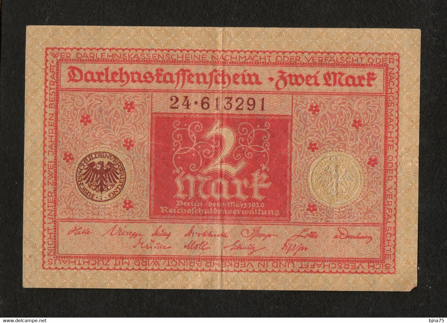 1920 März  DARLEHNSKASSENSCHEIN  - 2 MARK - Emergency Money / Berlin / N° 24-613291 - 2 Mark