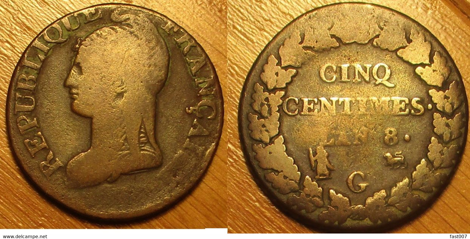 Dupré - 5 Centimes An8G - 1795-1799 Directorio