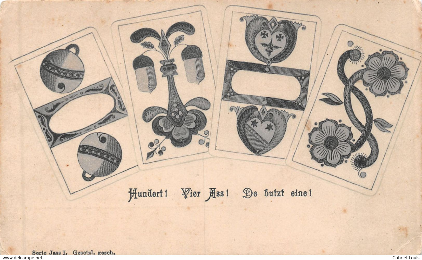 Hundert Vier Ass ! De Butzt Eine ! - Deutsche Jasskarten - Playing Cards