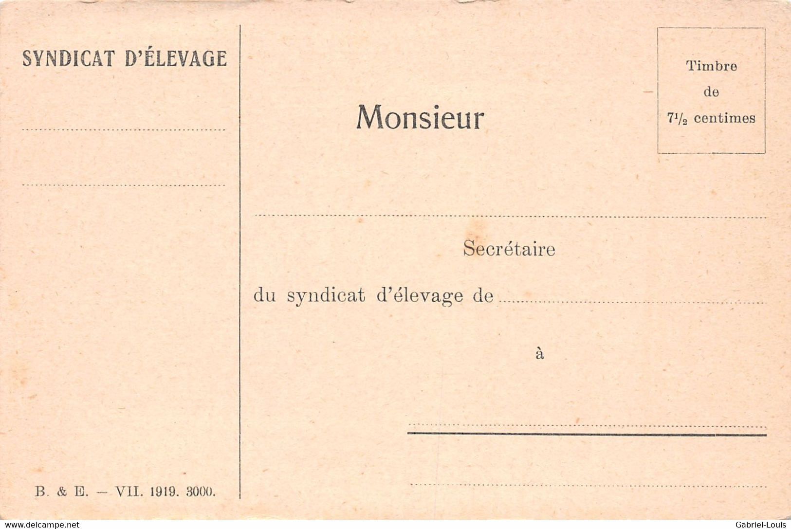 Suisse - Déclaration De Vente Ou D'abatage De Vache Génisse Veau - 1919 - Syndicat D'élevage - Farmers