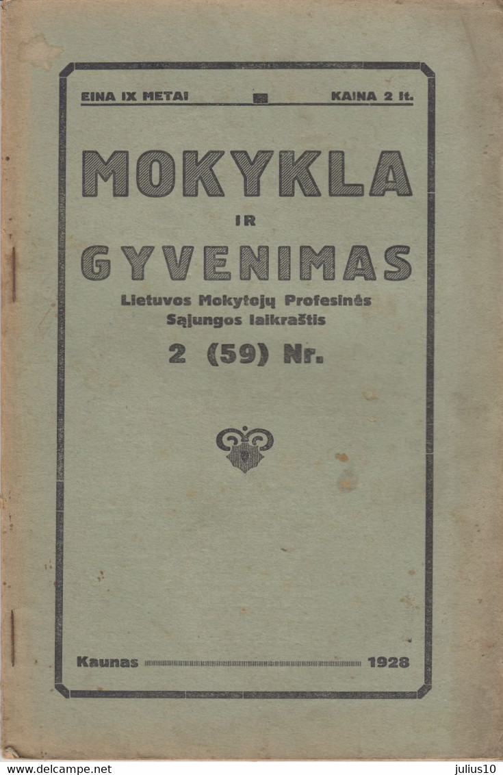 Magazine Lithuania Mokykla Ir Gyvenimas. 1928 / 2(59) - Revues & Journaux