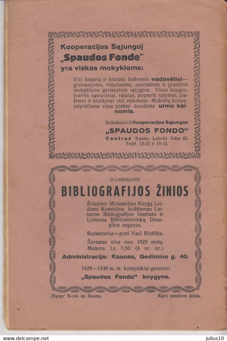 Magazine Lithuania Mokykla Ir Gyvenimas. 1931 / 10(91) - Revistas & Periódicos