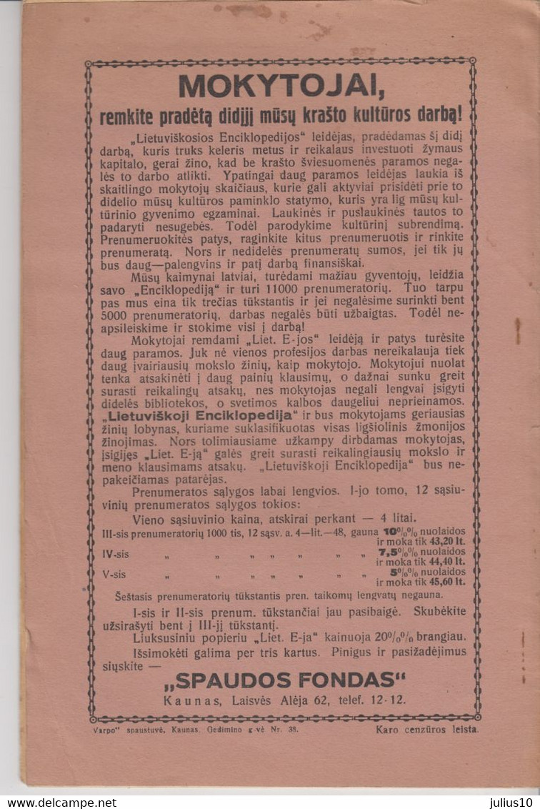 Magazine Lithuania Mokykla Ir Gyvenimas. 1931 / 9(90) - Zeitungen & Zeitschriften