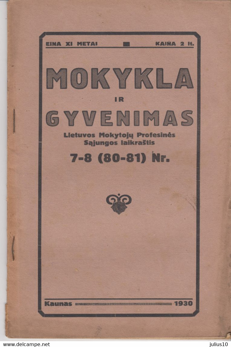 Magazine Lithuania Mokykla Ir Gyvenimas. 1930 / 7-8 (80-81) - Revistas & Periódicos