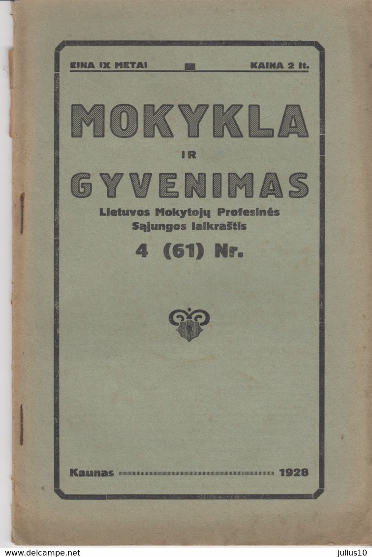 Magazine Lithuania Mokykla Ir Gyvenimas. 1928 / 4(61) - Revues & Journaux