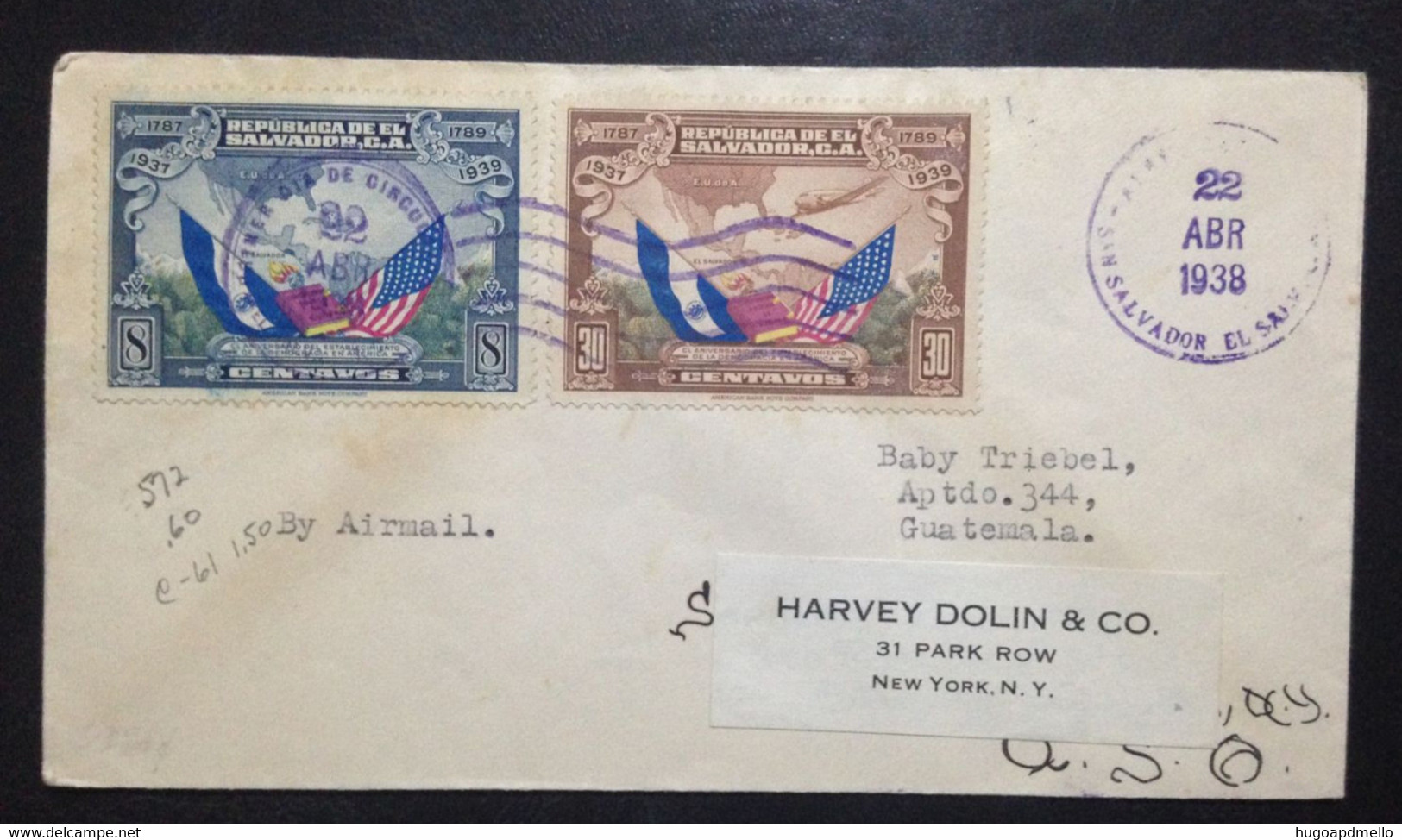 El Salvador, Circulated Cover To United States, Via Guatemala, 1938 - El Salvador