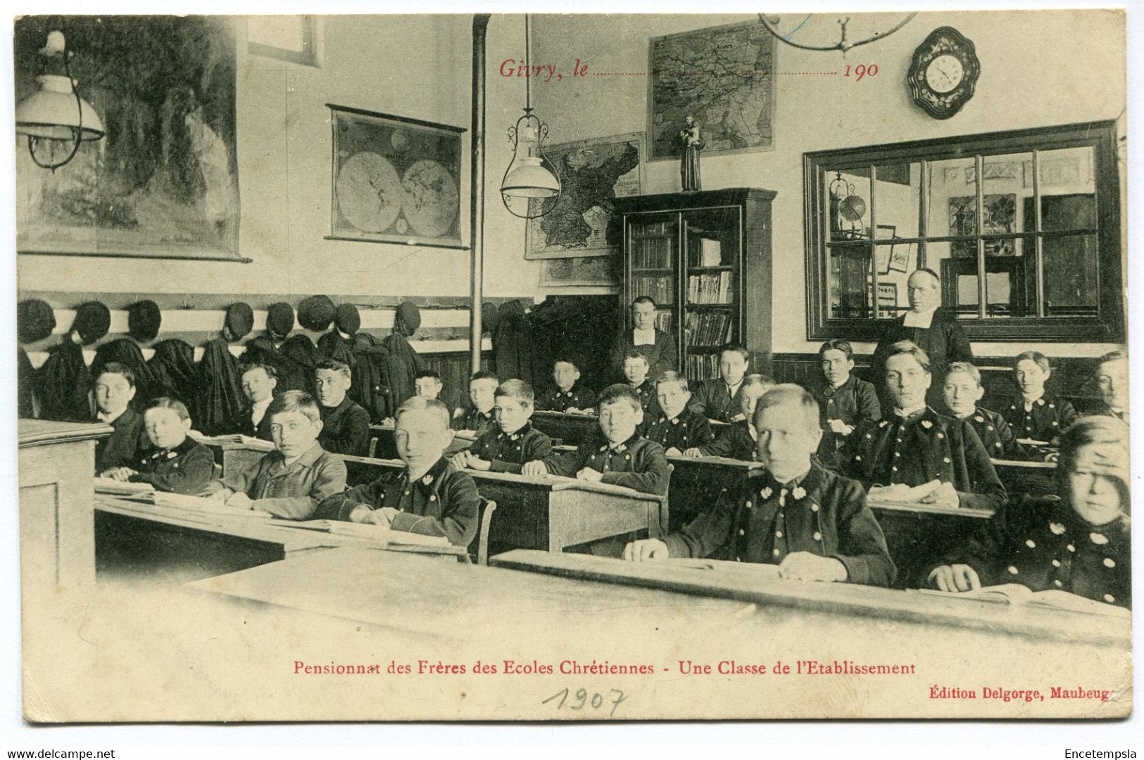 CPA - Carte Postale - Belgique - Givry - Pensionnat Des Frères Des Ecoles Chrétiennes - Une Classe - 1907 (DG15601) - Quevy