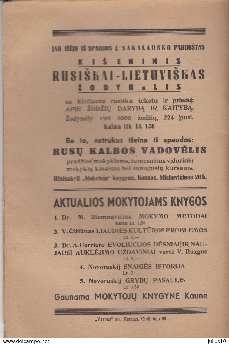 Magazine Lithuania Mokykla Ir Gyvenimas. 1940 / 11 - Revues & Journaux