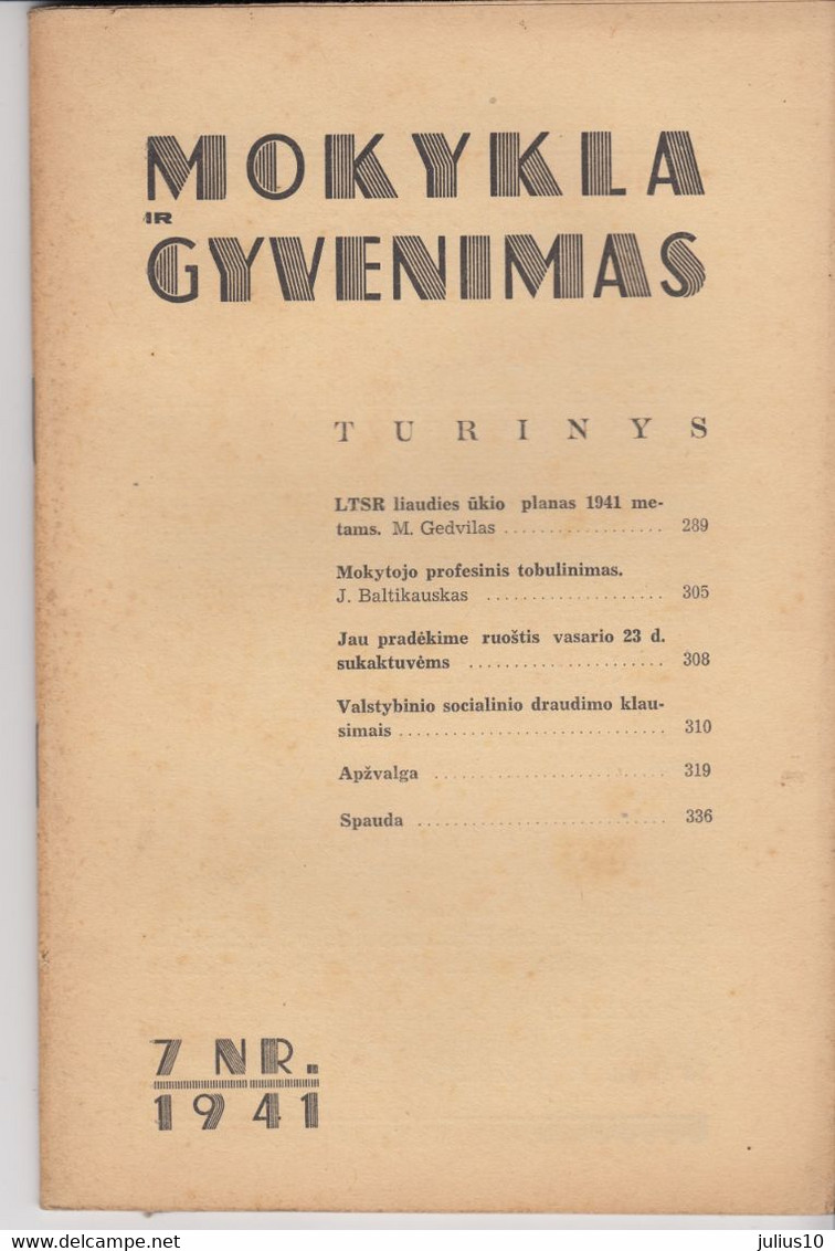 Magazine Lithuania Mokykla Ir Gyvenimas. 1941 / 7 - Magazines